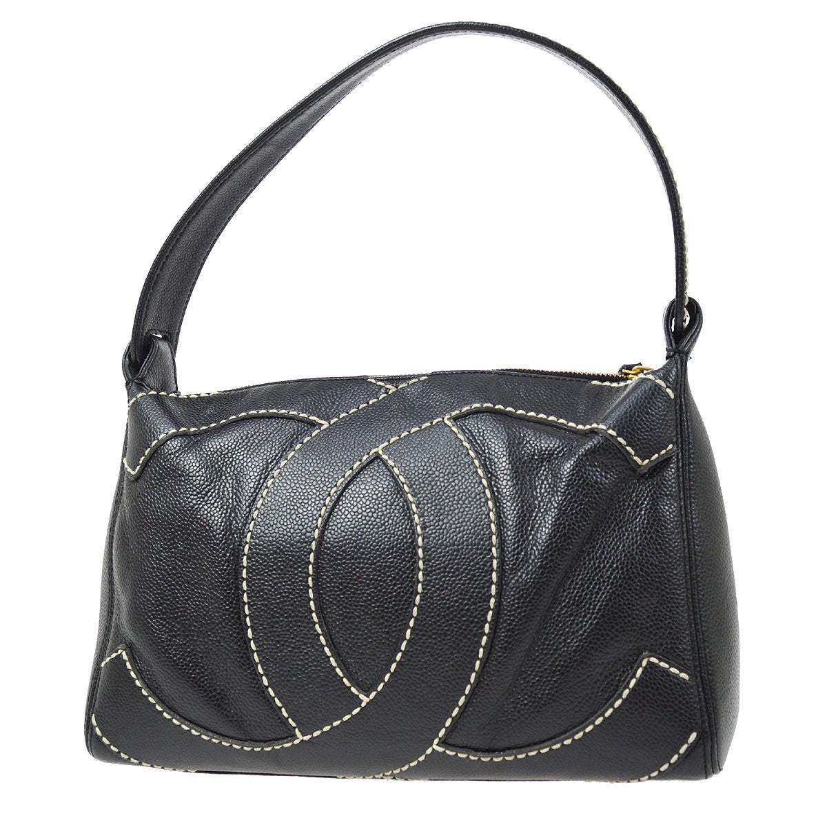 CHANEL 2004-2005 Wild Stitch CC Handbag Black Caviar ao29819