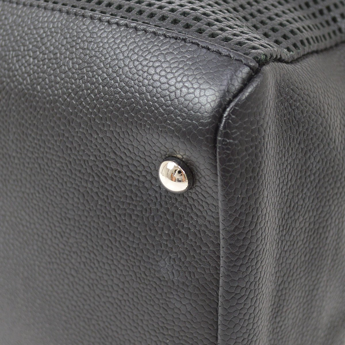 CHANEL 2004-2005 Black Caviar Perforated Handbag ao30862