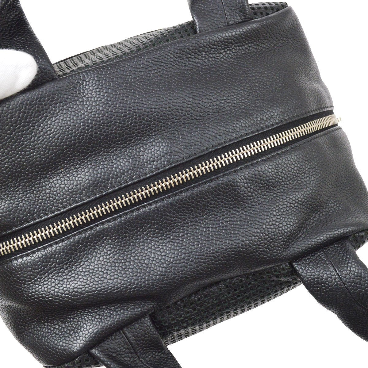 CHANEL 2004-2005 Black Caviar Perforated Handbag ao30862