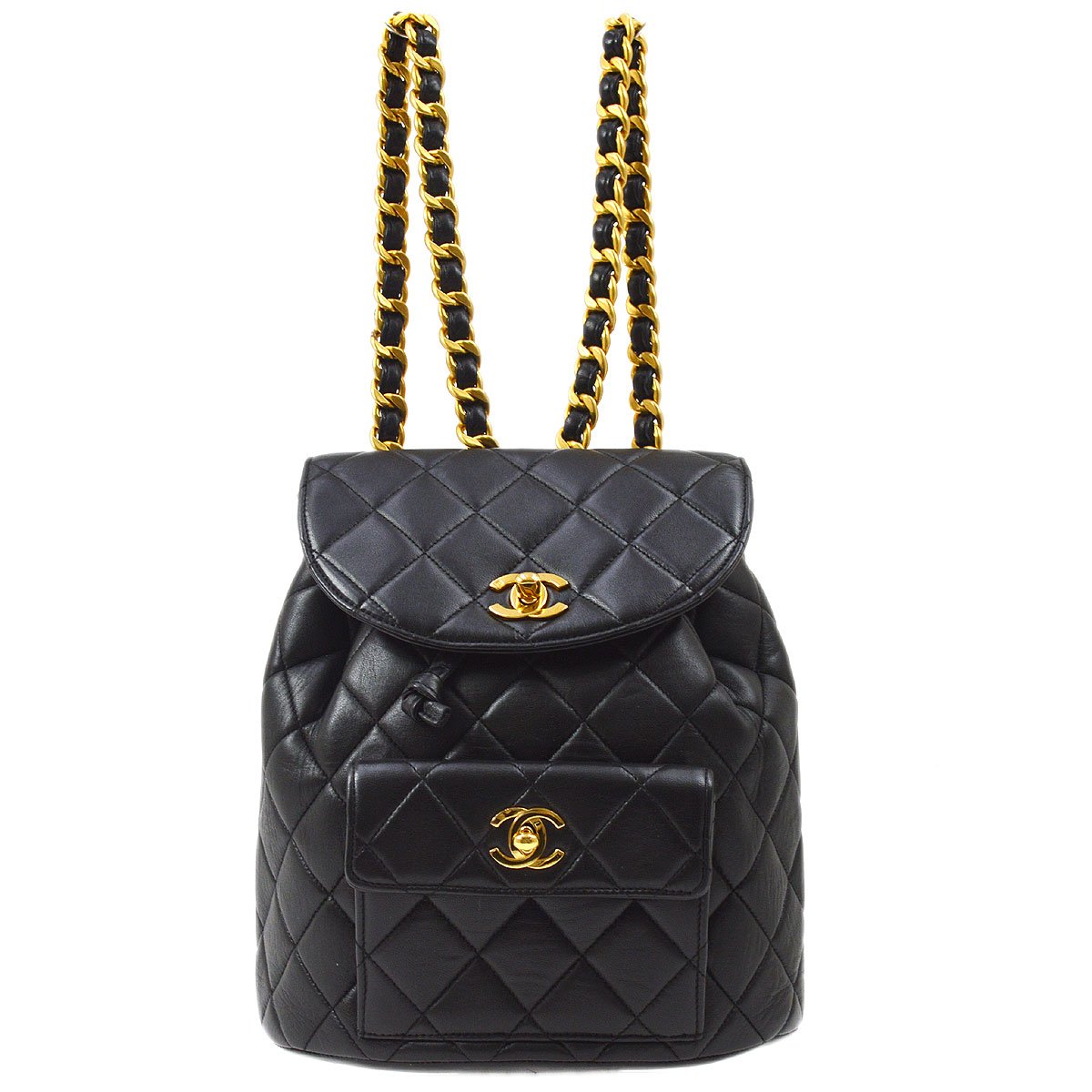 CHANEL 1994-1996 Duma Backpack Medium Black Lambskin ao31404