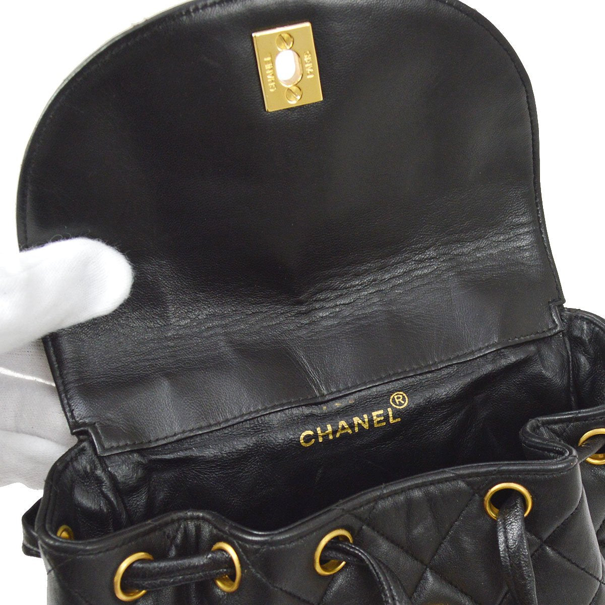 CHANEL 1994-1996 Duma Backpack Medium Black Lambskin ao31404
