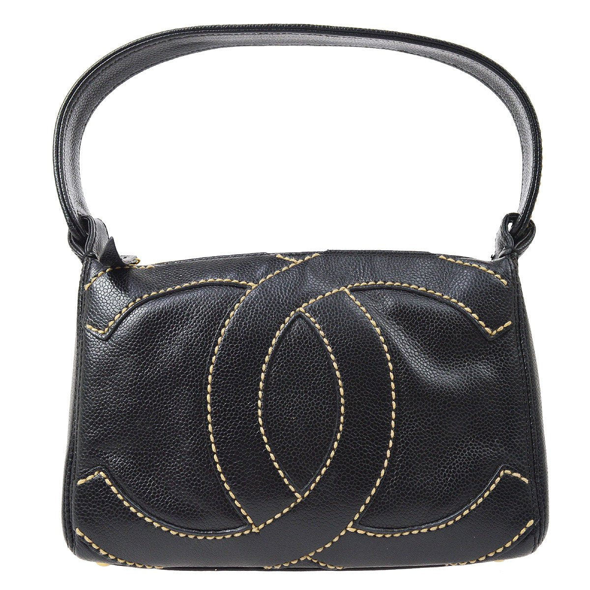 CHANEL 2004-2005 Black Caviar Wild CC Stitch Handbag ao32359