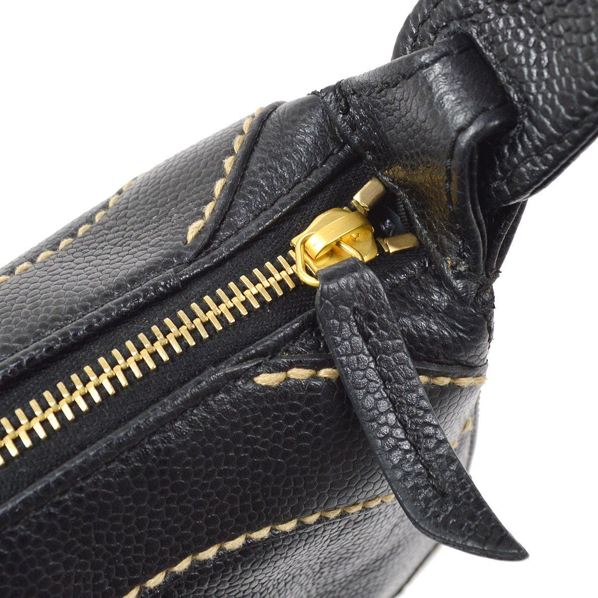 CHANEL 2004-2005 Black Caviar Wild CC Stitch Handbag ao32359