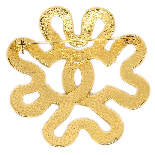CHANEL 1995 Squiggle Border Brooch Gold ao32439