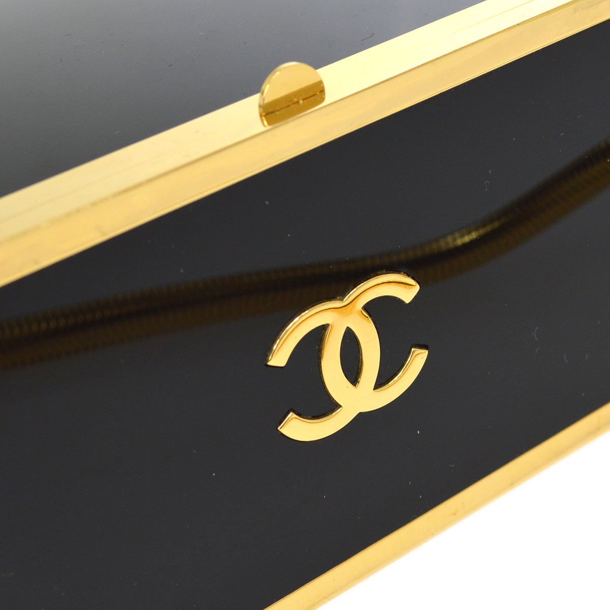 CHANEL 1997 Shoulder Bag Box Black Plastic ao33355