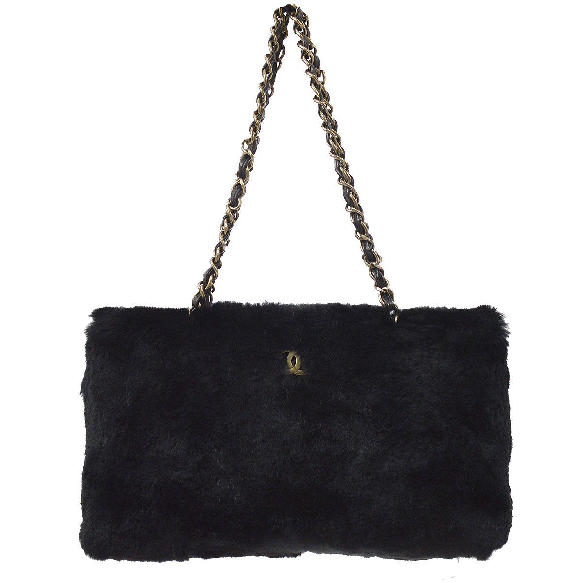 CHANEL Black Lapin Fur Tote ao33627