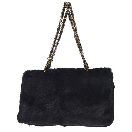 CHANEL Black Lapin Fur Tote ao33627