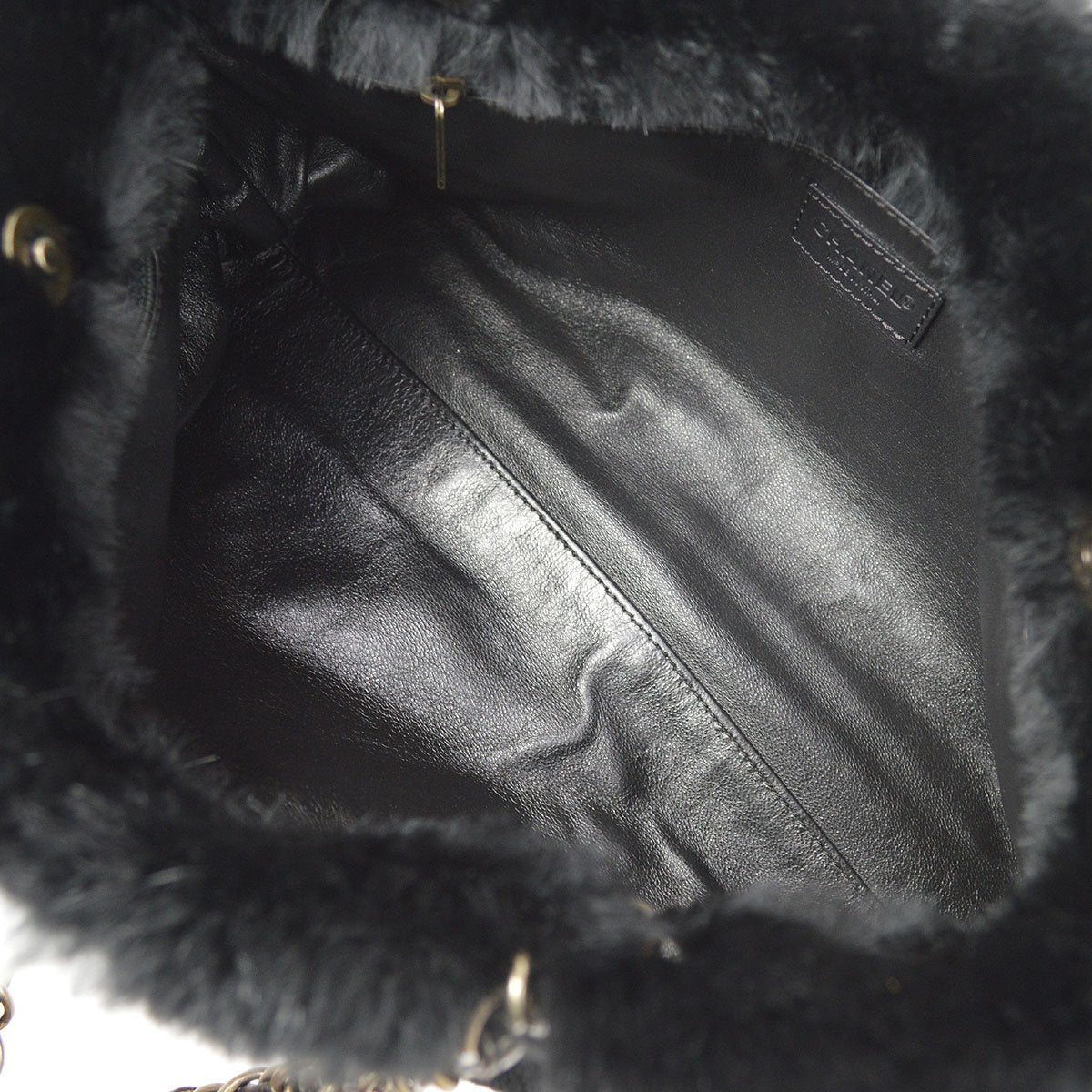 CHANEL Black Lapin Fur Tote ao33627