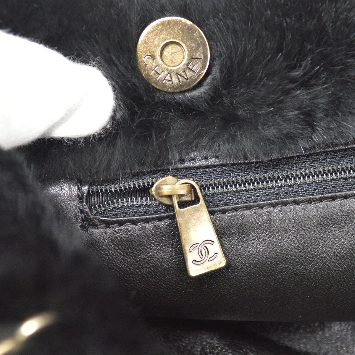 CHANEL Black Lapin Fur Tote ao33627