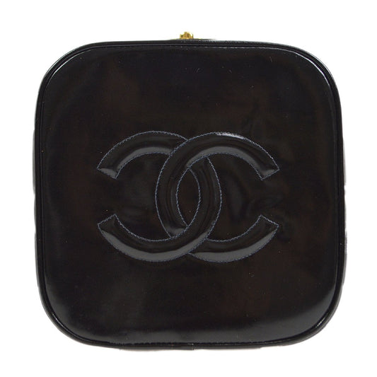 CHANEL 1995 Vanity Handbag Black Patent Leather ao34395