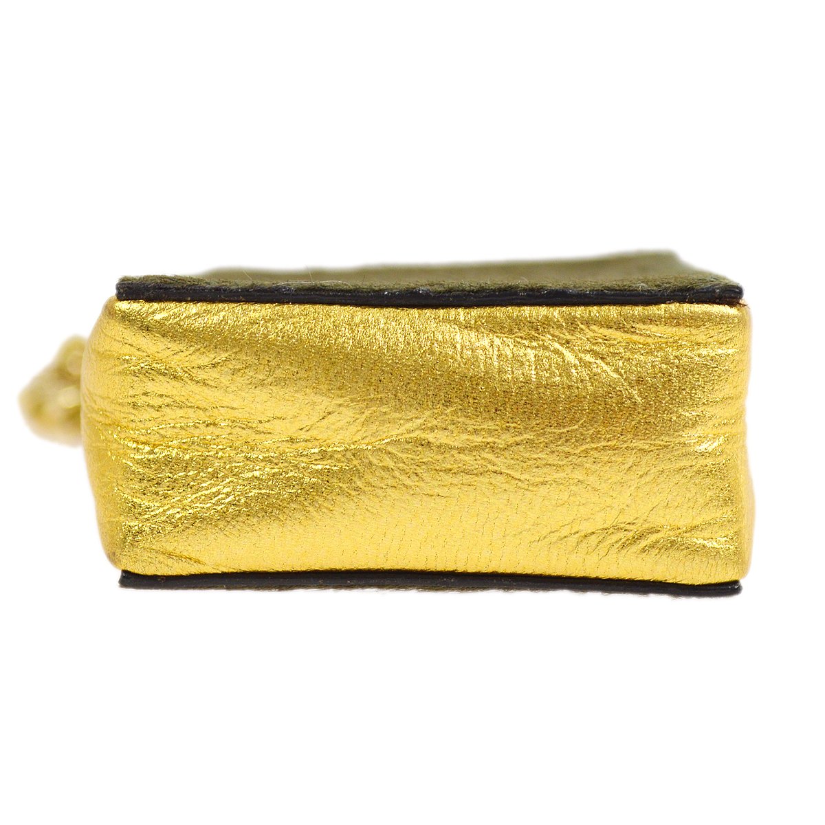 CHANEL 2001 Chain Mini Shoulder Pochette Pony Hair Khaki