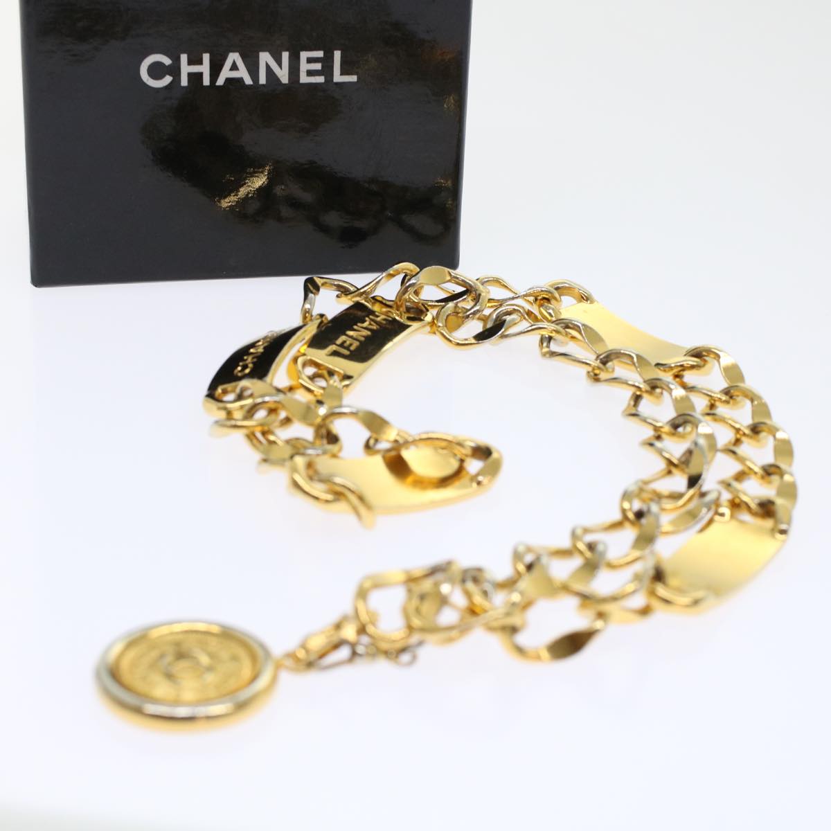 CHANEL Belt metal 35.4" Gold CC   ar9720B