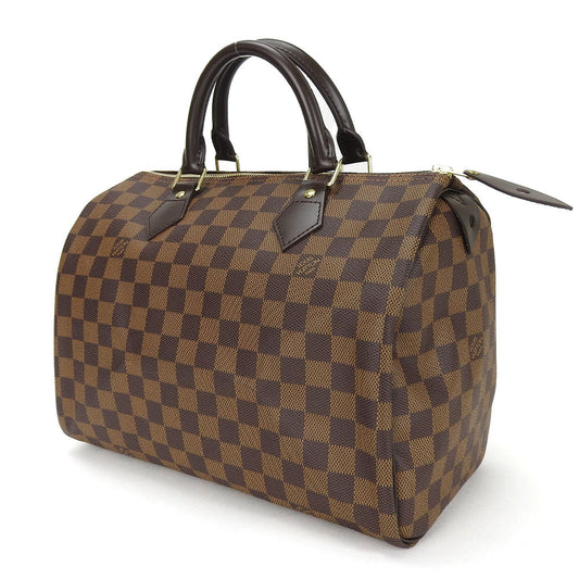 Louis Vuitton Handbag Boston Speedy 30 Damier Ebene Gold Metal