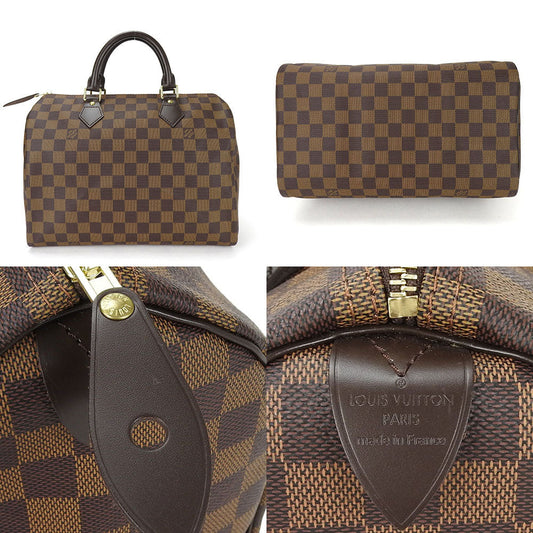 Louis Vuitton Handbag Boston Speedy 30 Damier Ebene Gold Metal