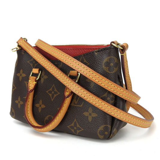 Louis Vuitton Shoulder Bag Nano Pallas Monogram Cerise Red Leather