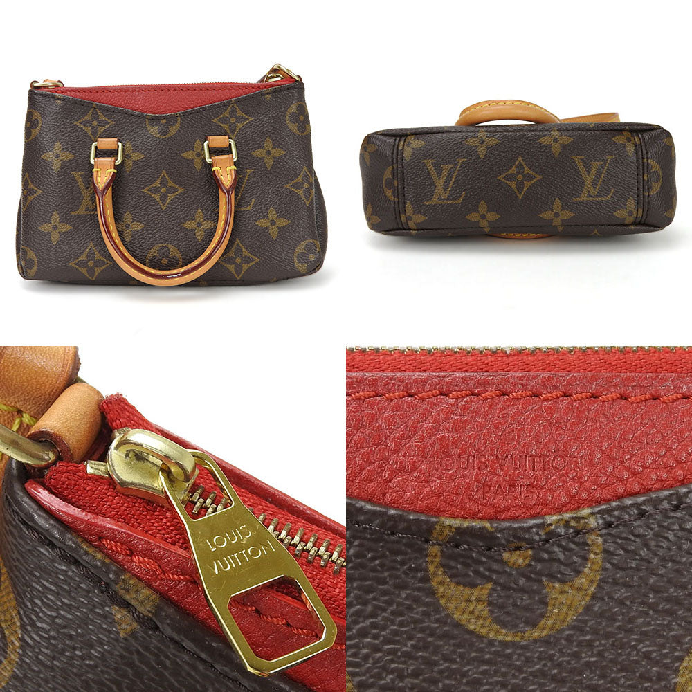 Louis Vuitton Shoulder Bag Nano Pallas Monogram Cerise Red Leather