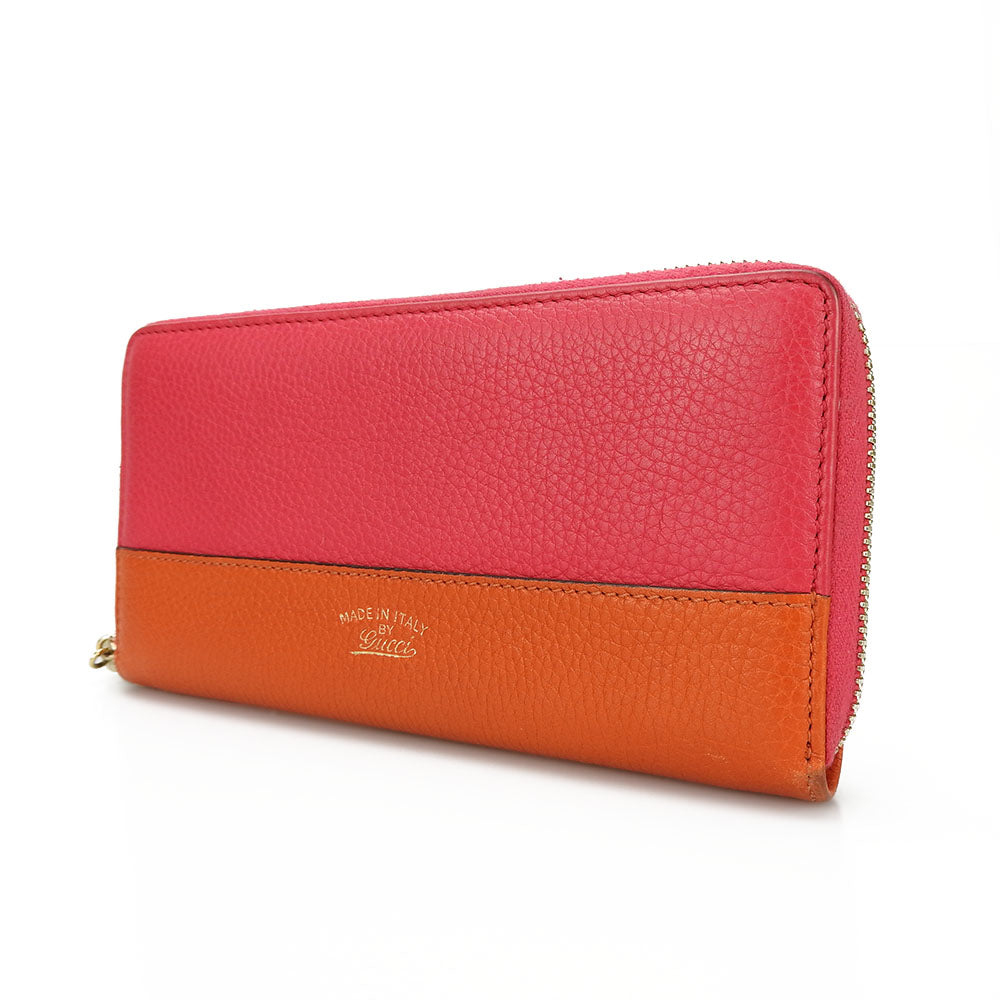 Gucci Bamboo Zip Around Long Wallet Leather Wallet