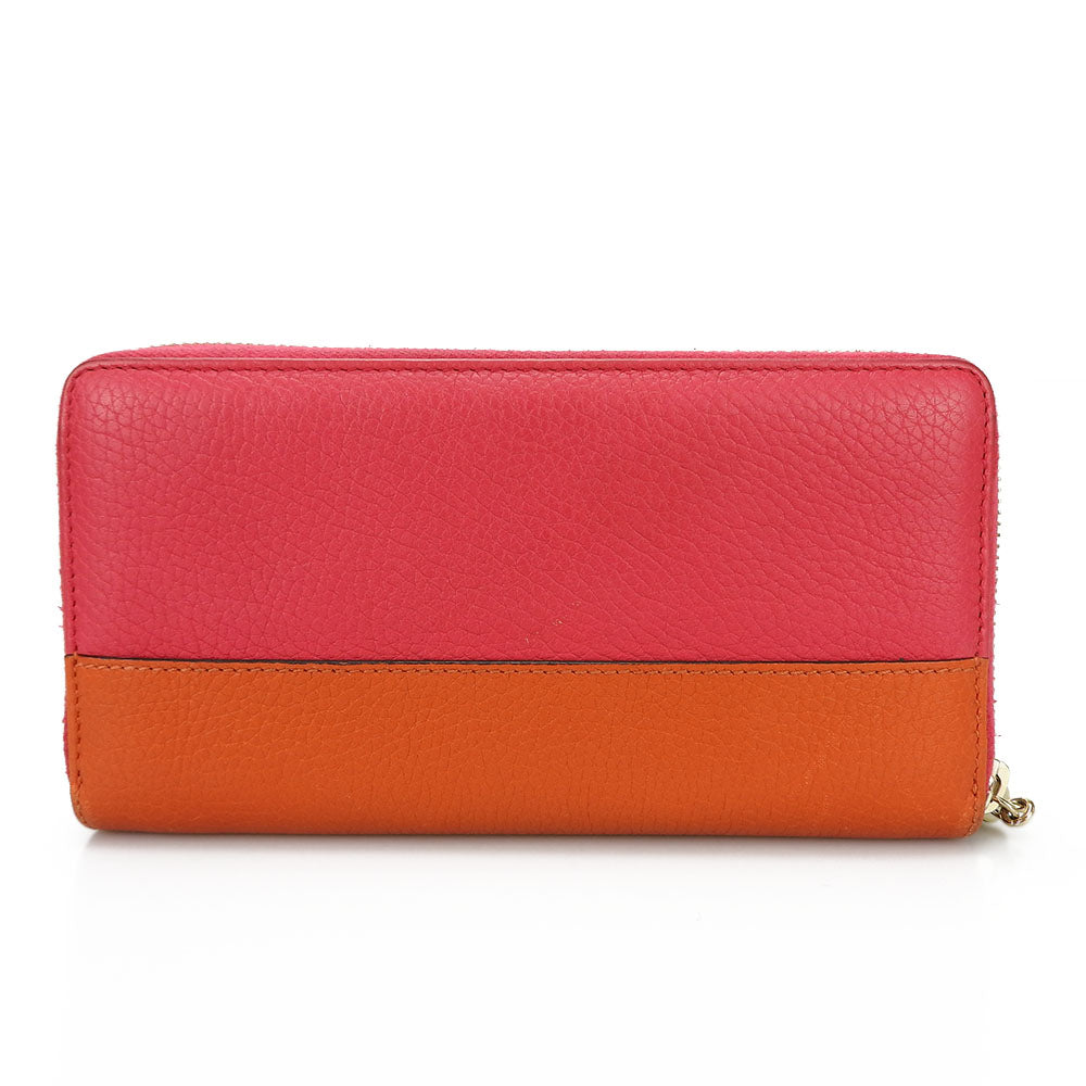Gucci Bamboo Zip Around Long Wallet Leather Wallet