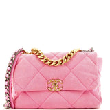 CHANEL 19 Flap Bag Quilted Denim Large