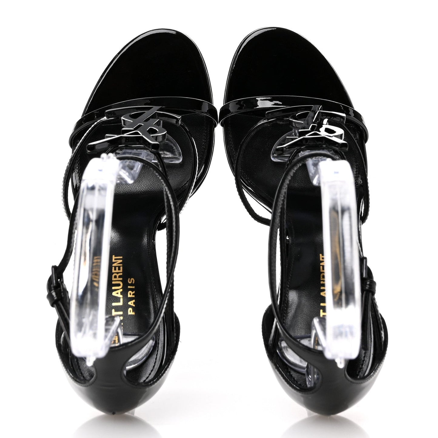 Saint Laurent Patent Cassandra 100 Sandals 37.5 Black