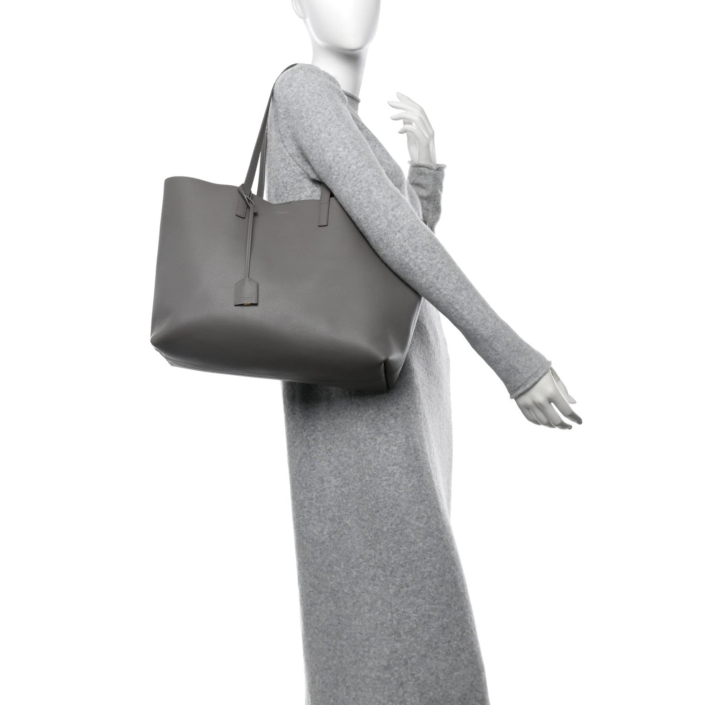 Saint Laurent Calfskin Large Shopping Tote Fog