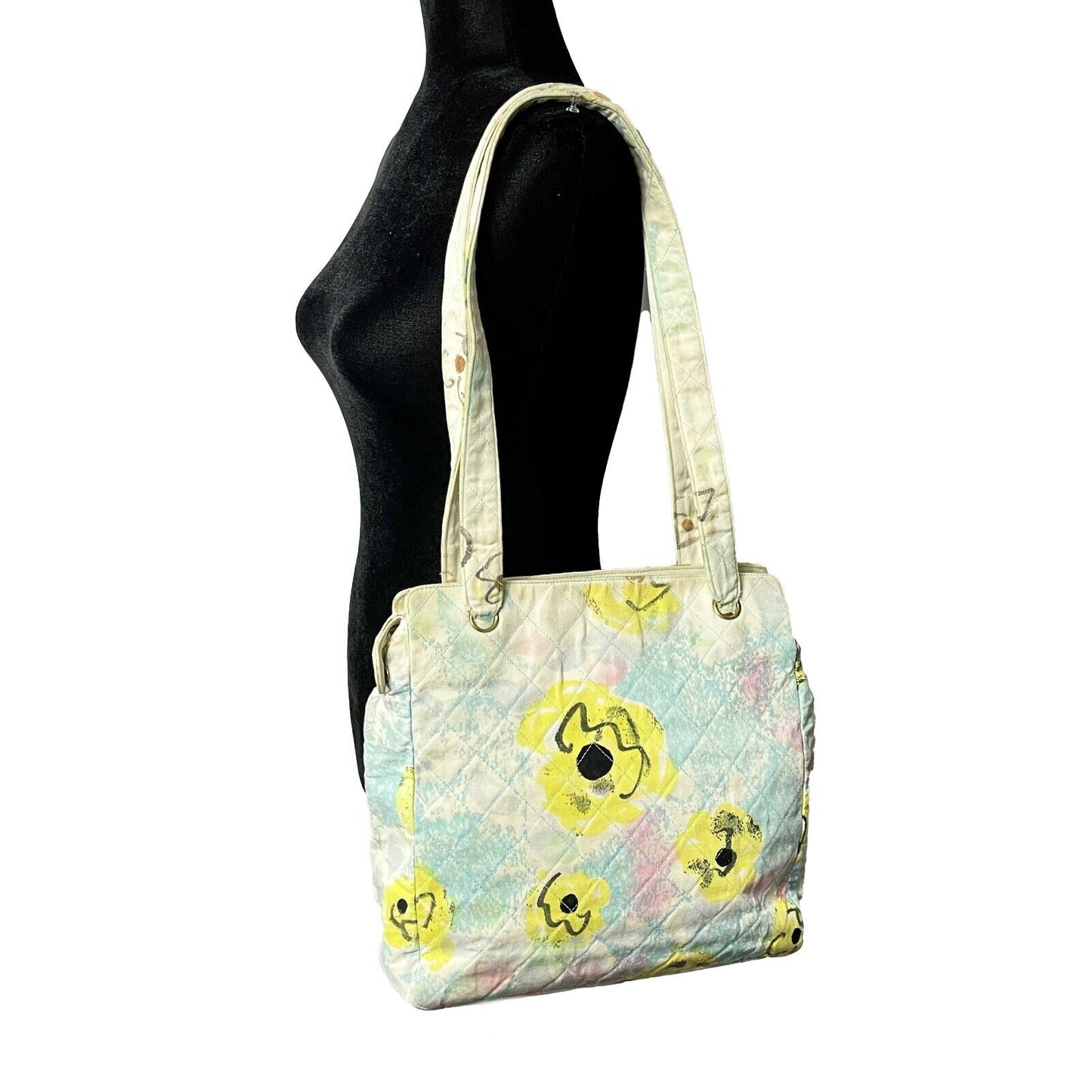 CHANEL -   1990's Graphic Multicolor Medium Camellia Print Shoulder Bag