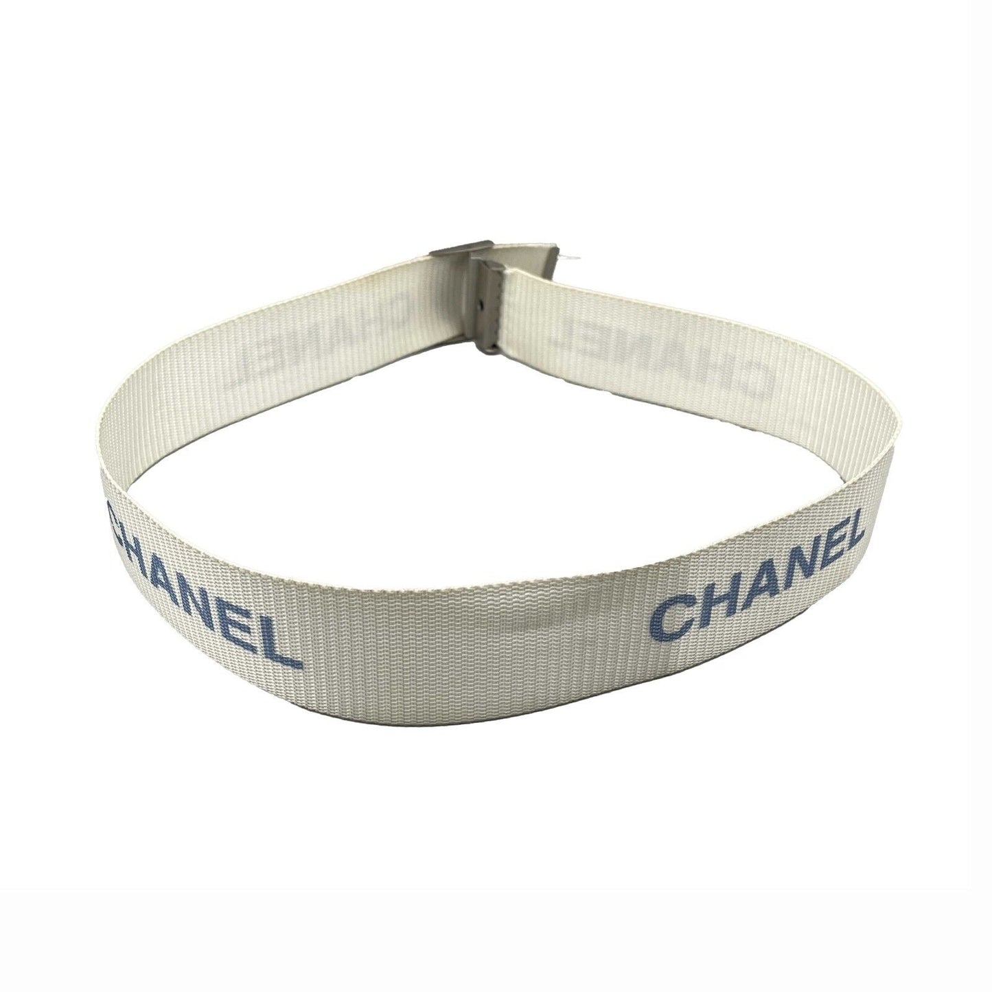 CHANEL -   99S 1999 Logo Adjustable Nylon Web - White - XS/S - Belt