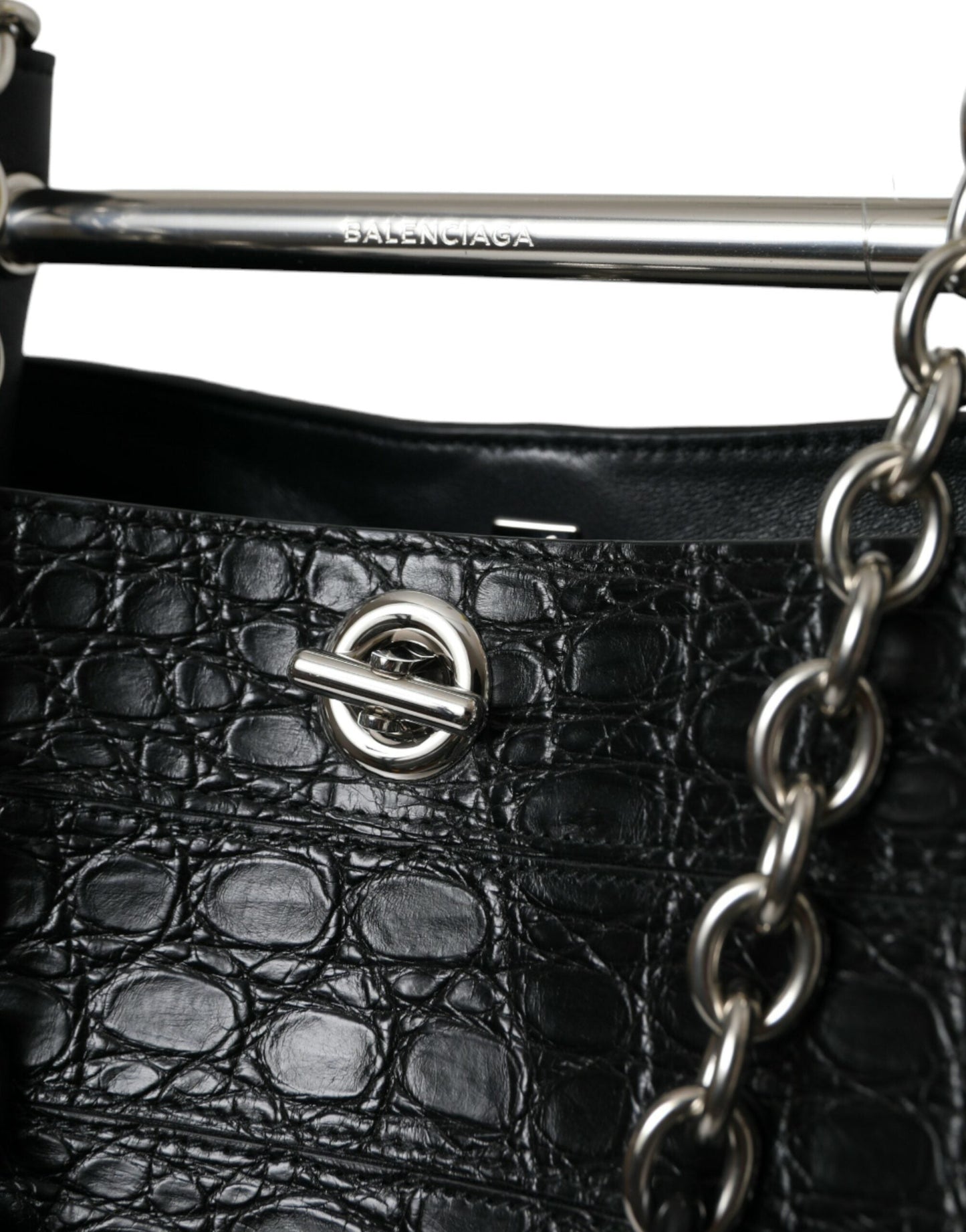 Blnciaga Elegant  Crocodile Leather Maxi Bucket Women's Bag