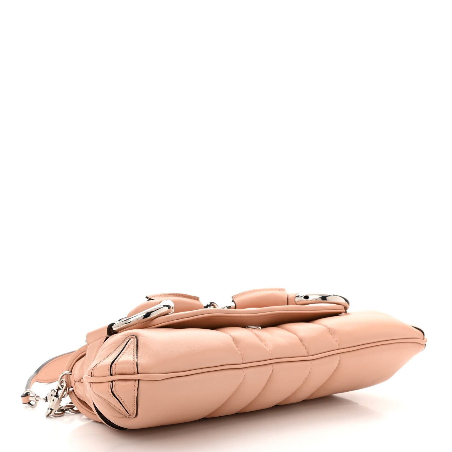 Amelia Nappa Vertical Matelasse Medium Maxi Horsebit Chain Shoulder Bag Rose Beige