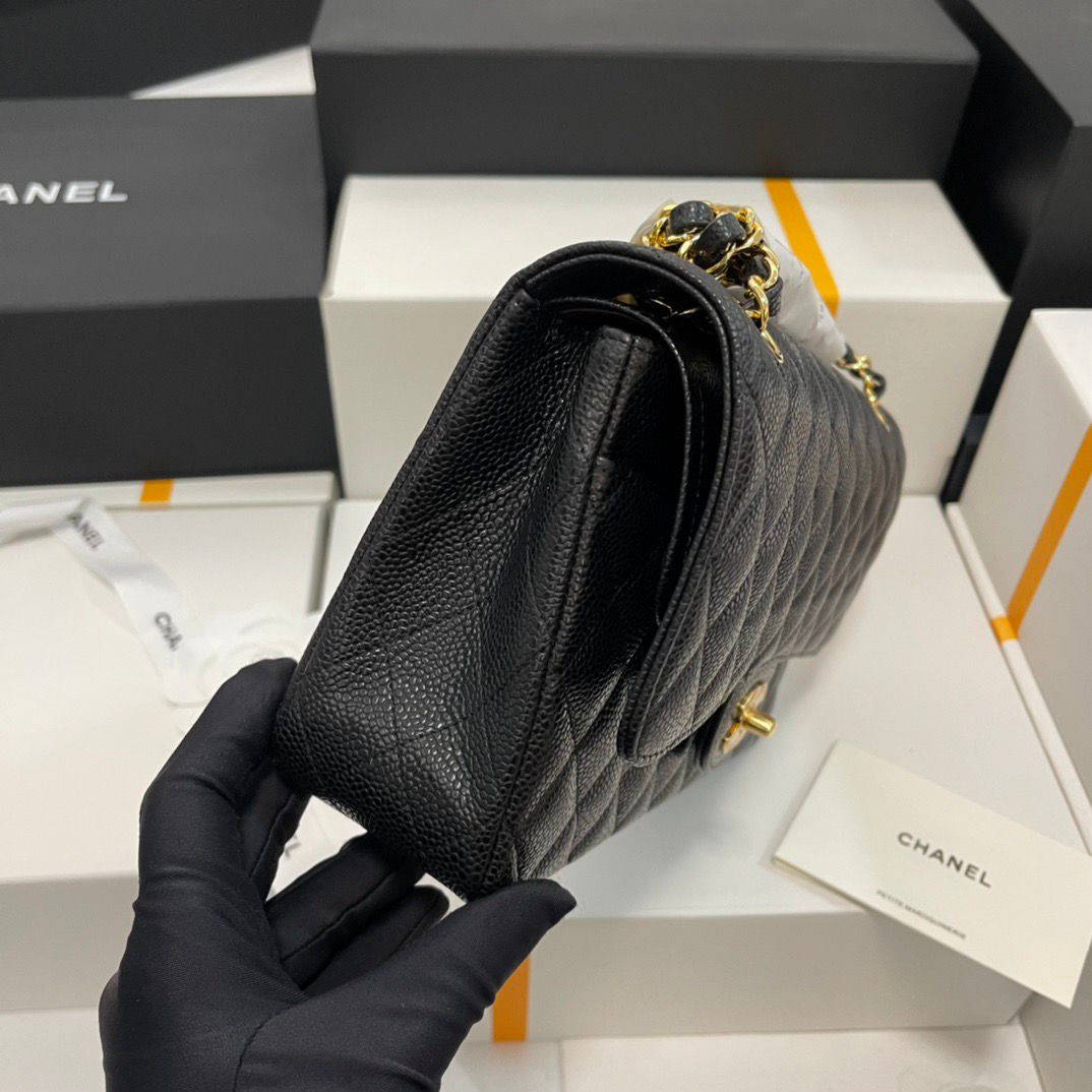 Chanel Bags | Classic Flap Chain Quilted Medium Double Gold Caviar Black