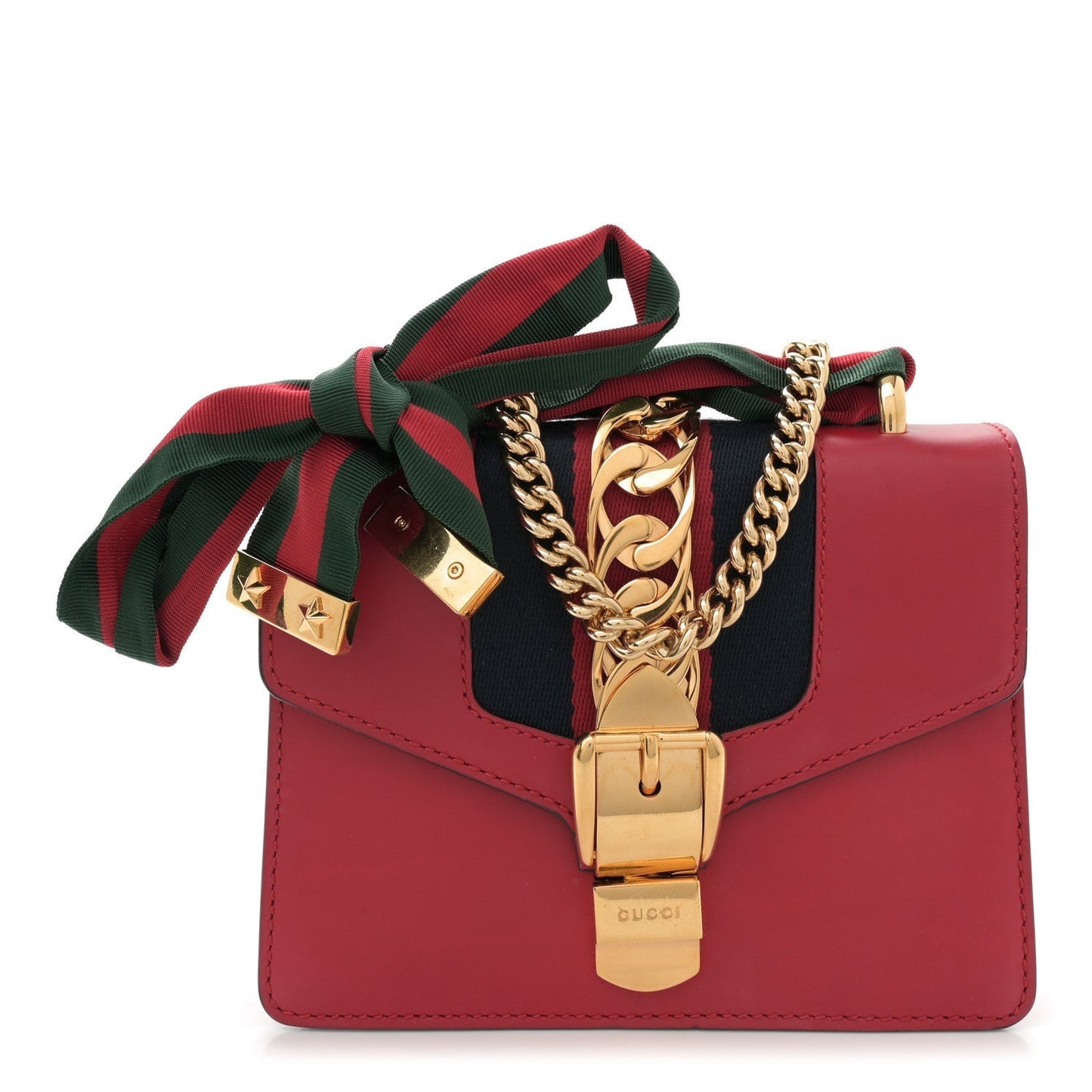 Amelia Calfskin Mini Sylvie Chain Shoulder Bag Hibiscus Red