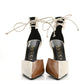 Amelia Soft Nappa Priscilla Ankle Cuff Pumps 37 Mystic White Harness Brown