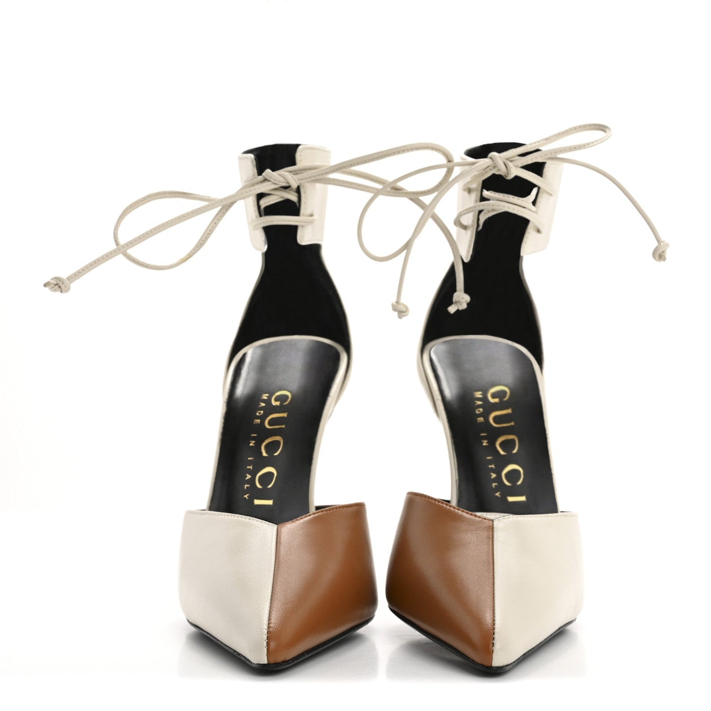 Amelia Soft Nappa Priscilla Ankle Cuff Pumps 37 Mystic White Harness Brown