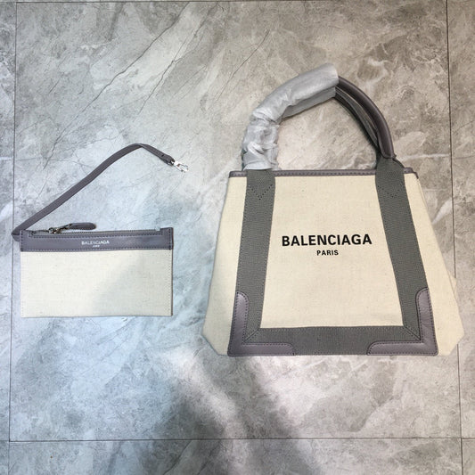 BLN-Ciaga Navy Small Cabas Tote Bag In Gray, For Women,  Bags 18.5in/47Amelia