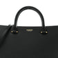 Amelia Calfskin Mega Check Small Banwell Tote Black