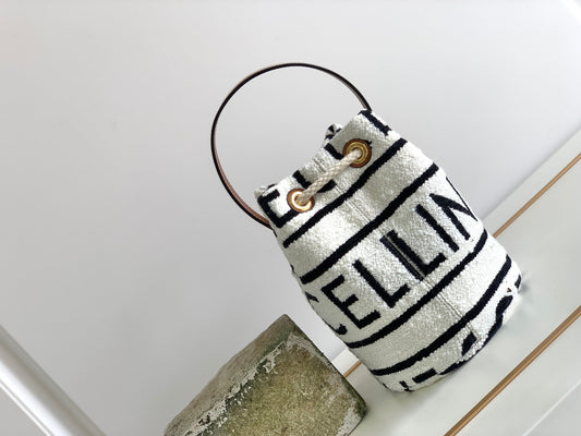 CE Teen Drawstring In Textile With CE All-OAmelia- White/Black For Women 7in/19cm