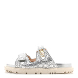 Christian Dior Laminated Sheepskin Cannage Dior Or Dioract Slide Sandals 39 Steel