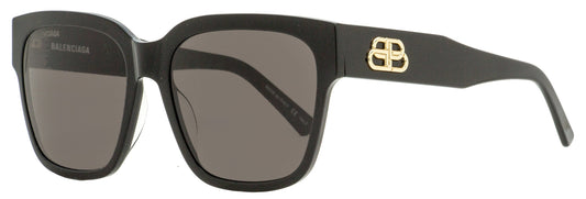 Blnciaga Women's Square Sunglasses BB0056S 001 Black/Gold 55mm