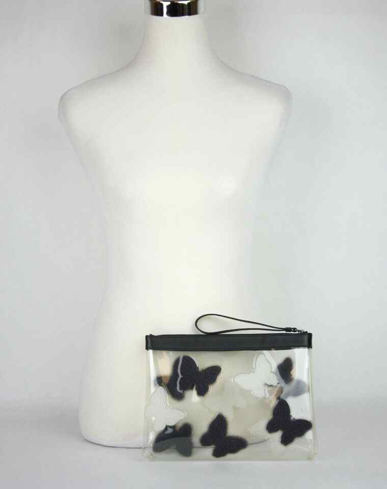 BOTTEGA VENETA Women's clear Wristlet Clutch Bag Butterfly