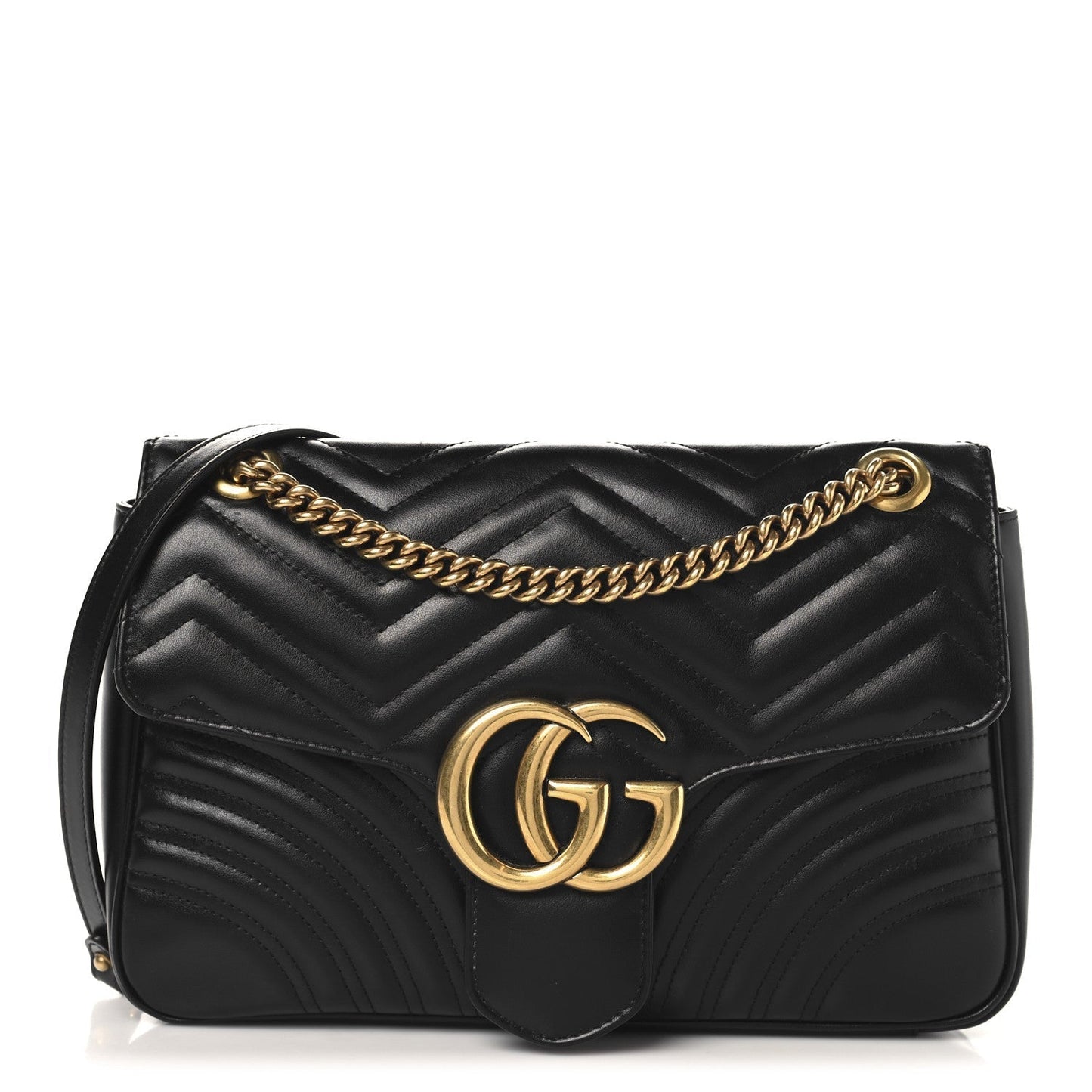 Amelia Calfskin Matelasse Medium GG Marmont Shoulder Bag Black