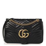 Amelia Calfskin Matelasse Medium GG Marmont Shoulder Bag Black
