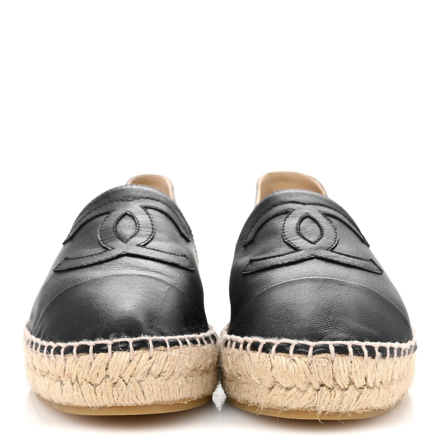 Amelia Lambskin CC Espadrilles 38 Black
