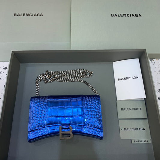 BLN-Ciaga Hourglass Wallet On Chain in Blue, For Women,  Bags 7.6in/19cm