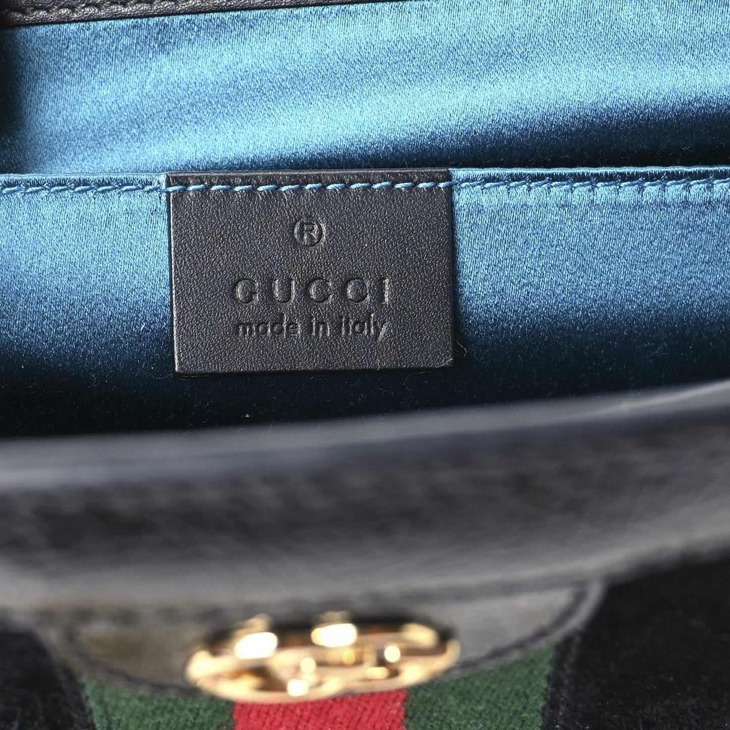 Amelia Suede Patent GG Web Small Ophidia Chain Shoulder Bag Black