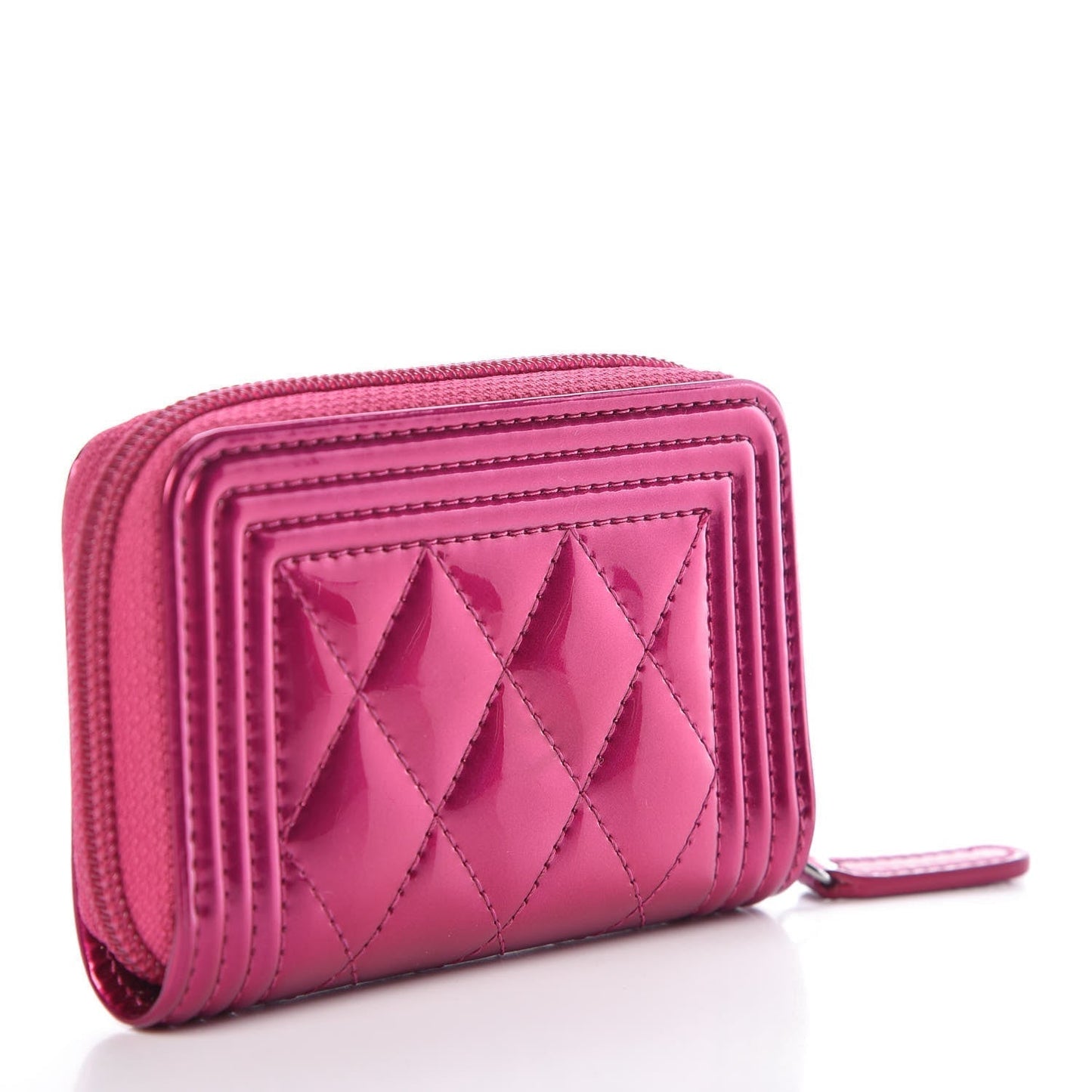 CHANEL QUILTED ZIP AROUND BOY COIN PURSE