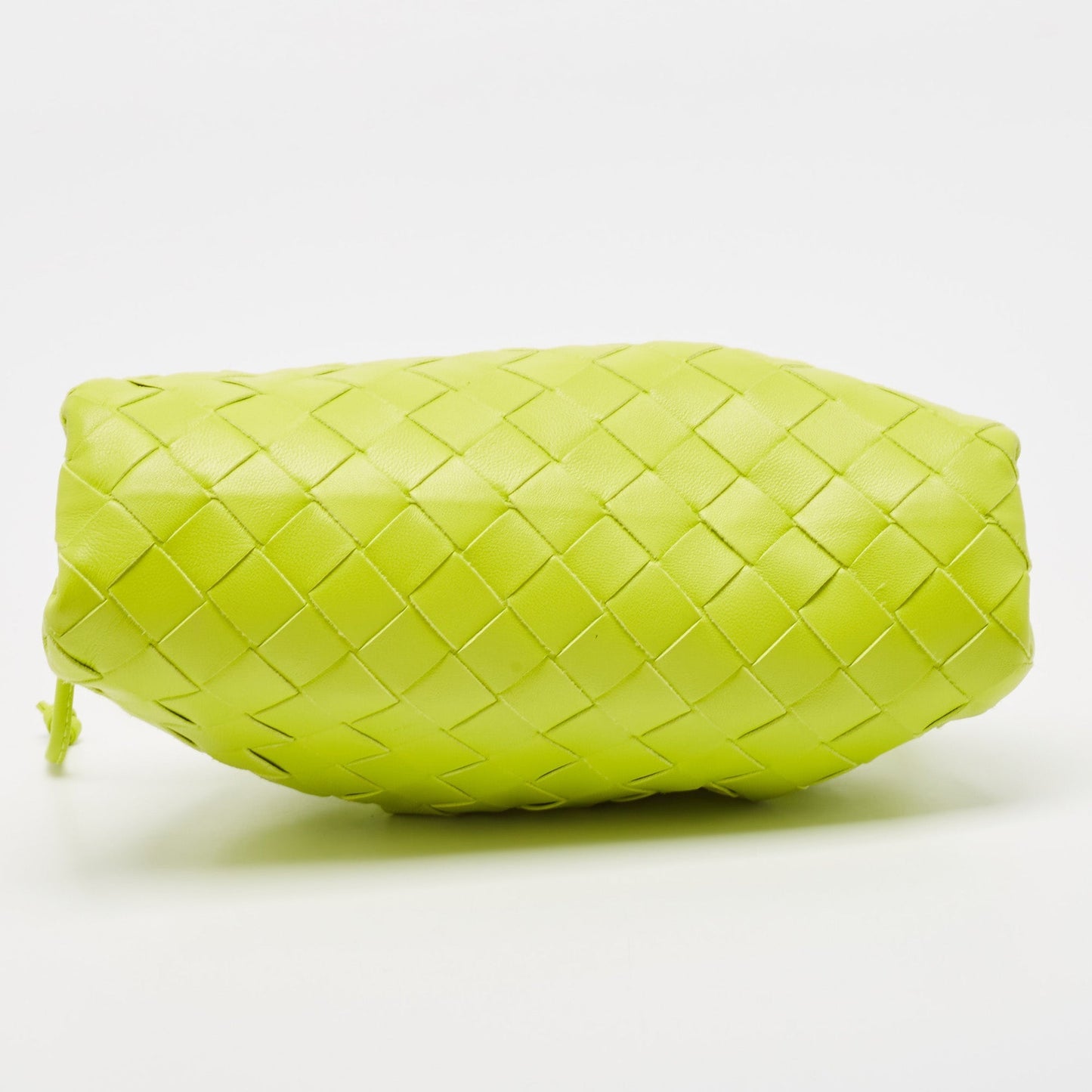 Bottega Veneta Neon Green Intrecciato Leather Mini Pouch Clutch