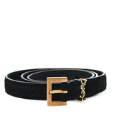 Saint Laurent Suede Calfskin Monogram Square Buckle Belt 85 34 Black