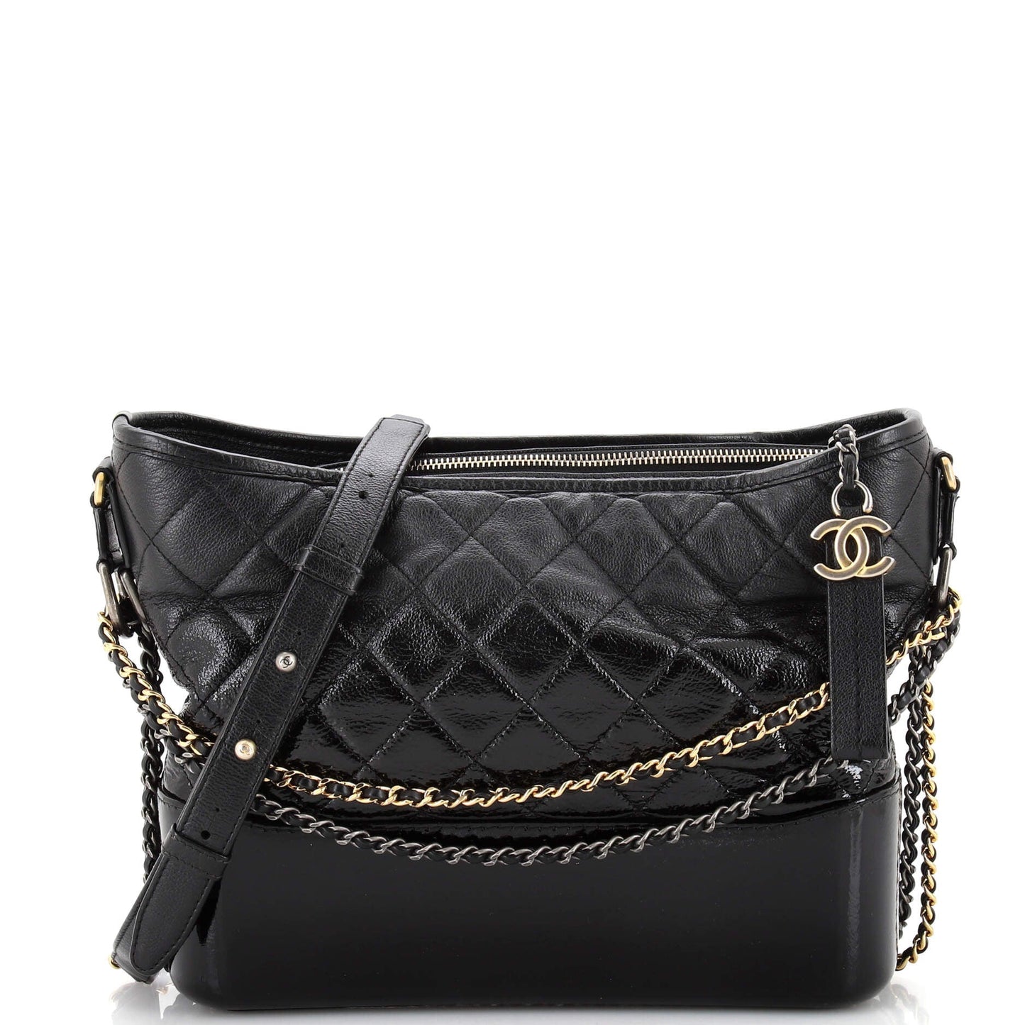 CHANEL Gabrielle Hobo Quilted Goatskin and Patent Medium