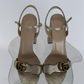 Gucci Marmont GG logo heel Metallic gold leather