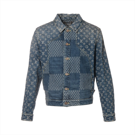 Louis Vuitton x NIGO Cotton Denim Jacket 46  Navy HJA10WUZC Giant Damier Waves Monogram